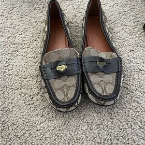 Coach Women's Black and Cream Patterned Loafers